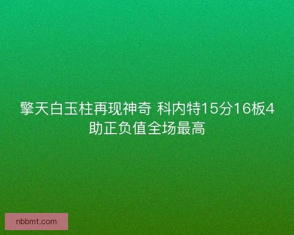 擎天白玉柱再现神奇 科内特15分16板4助正负值全场最高