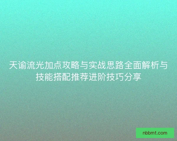 天谕流光加点攻略与实战思路全面解析与技能搭配推荐进阶技巧分享