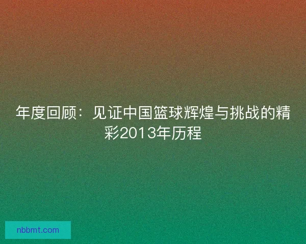 年度回顾：见证中国篮球辉煌与挑战的精彩2013年历程